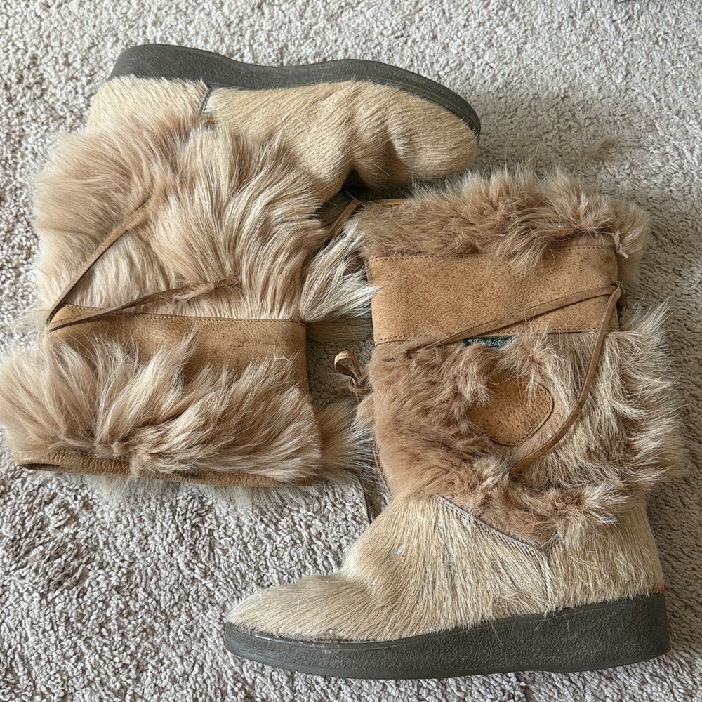 Vintage Garden Sport Apres Boots - Real Fur
